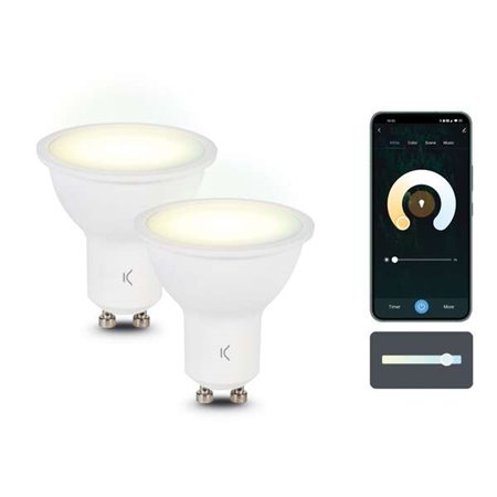 Ksix Pacote de 2 lâmpadas inteligentes Smartled - CCT - 5,5W - GU10