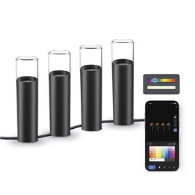 Ksix Pack 4 Smartled Outdoor RGBWIC Beacons - IP65 - Controle de APP - Fácil instalação Ksix Pack 4 Smartled Outdoor RGBWIC Beacons - IP65 - Controle de APP - Fácil instalação