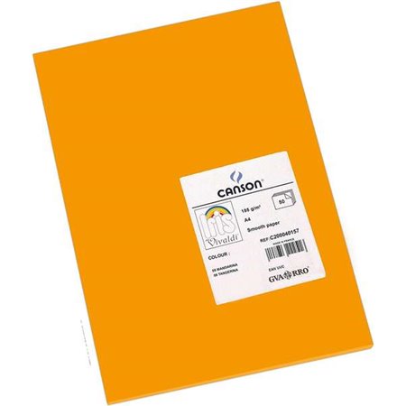 Canson Guarro Pacote de 50 Cartolina Iris A4 185g - 21x29,7cm - Cor Tangerina