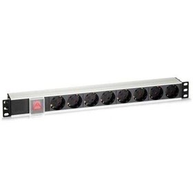 Cromad Power Strip 8 Shuckos para montagem em rack 19" 1U - Interruptor liga/desliga - Caixa de alumínio - Cabo de 1,80m Cromad Power Strip 8 Shuckos para montagem em rack 19" 1U - Interruptor liga/desliga - Caixa de alumínio - Cabo de 1,80m