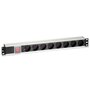 Cromad Power Strip 8 Shuckos para montagem em rack 19" 1U - Interruptor liga/desliga - Caixa de alumínio - Cabo de 1,80m