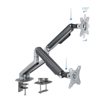 Suporte de mesa de tela Tooq girando inclinação 2 braços 17-32" - cor cinza