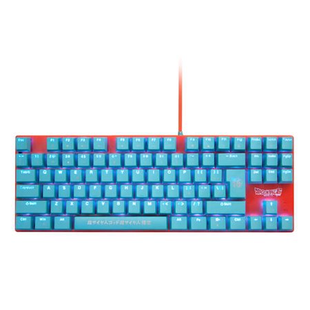 Teclado mecânico para jogos FR-TEC TKL Dragon Ball Super - 87 teclas - Luz de fundo ajustável - Anti-Ghosting - Cabo trançado de