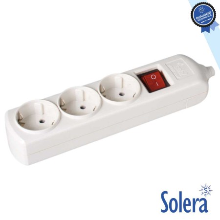 Tomada Elétrica C/ 3 Saídas Schuko Interruptor Solera