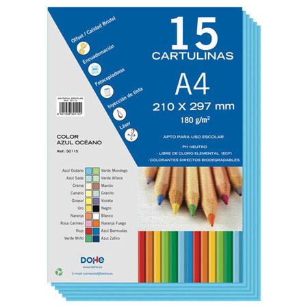 Cartolina Dohe A4 - 15 Folhas - Peso 180g - Cores Sortidas