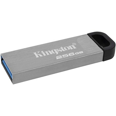 Unidade flash USB Kingston DataTraveler Kyson 256 GB - 3.2 Gen 1 - leitura de 200 MB/s - design metálico - cor prata (pendrive)