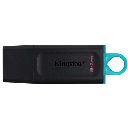 Unidade flash USB Kingston DataTraveler Exodia 64 GB - USB 3.2 Gen 1 - com capa - clipe para chaveiro - preto (pendrive)