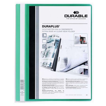 Pasta de fixação durável Duraplus - Para formato A4 + - Compartimento interno - Capa traseira verde