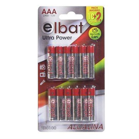 Elbat Pacote de 12 pilhas alcalinas LR03/AAA