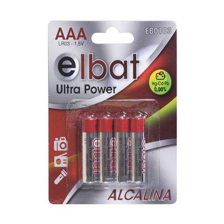 Elbat Pacote de 4 pilhas alcalinas LR03/AAA