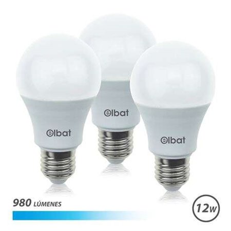 Elbat Pack de 3 Lâmpadas LED A60 12W E27 980lm - 6500K Luz Fria