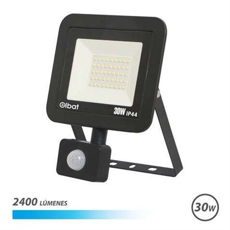 Foco Led Elbat Slim Série 30W com Sensor de Movimento 2400lm - Luz Fria 6500K - IP44