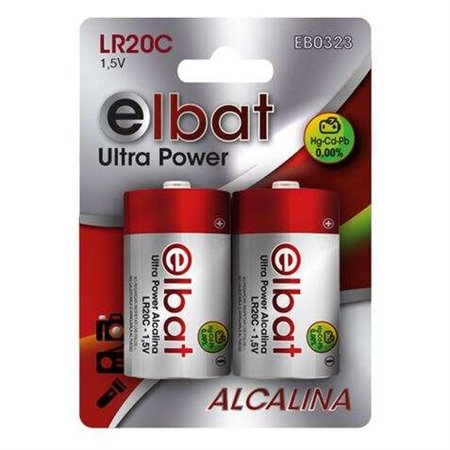 Pacote Elbat de 2 pilhas alcalinas LR20C