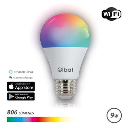 Lâmpada LED Elbat Smart Wi-Fi A60 E27 9W 806lm RGB - Temperatura 2700K a 6000K - Controle de voz - Controle remoto - 3 modos de 