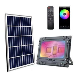 Foco Solar LED Elbat RGB 60W - 515LM - Bluetooth - Bateria 5V/6AH - Controle Remoto - IP67 Foco Solar LED Elbat RGB 60W - 515LM - Bluetooth - Bateria 5V/6AH - Controle Remoto - IP67