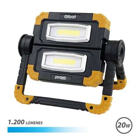 Foco Led Recarregável Elbat 20W - 1200 Lumens - Luz Fria 6500K - Bateria 5000mAh - Autonomia de 5 a 9 horas