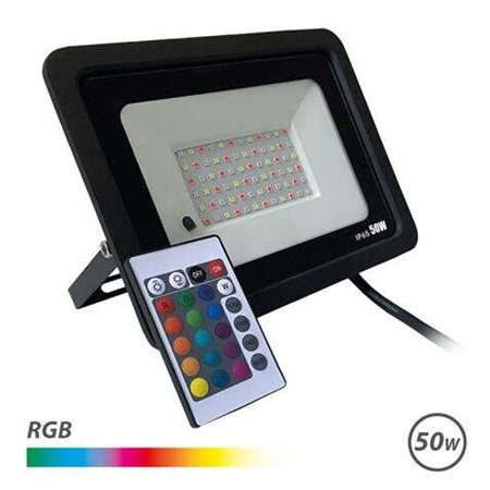 Foco Led Elbat 50W RGB - Controle Remoto - IP65 - Ideal para Exteriores