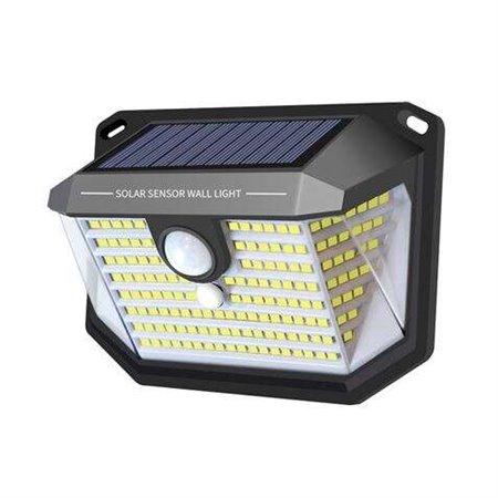 Aplique solar de parede Elbat LED 150lm com 3 lados de iluminação - Sensor de movimento - Painel solar integrado 5,5V, 0,33W - B