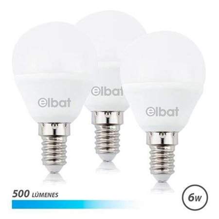 Elbat Pack de 3 Lâmpadas LED G45 6W - 500LM - Base E14 - Luz Fria