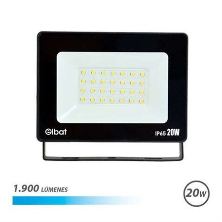 Foco LED Elbat 20W - Potência: 20W - Lumens: 1900 - 6.500K Luz Fria - 30.000 - 50.000 Horas de Vida - Ângulo 120º - Proteção: IP