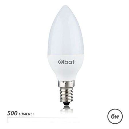 Lâmpada LED Elbat - Potência: 6W - Lúmens: 500 - Tipo de Luz: Luz Branca 4000K - Tampa: E14 - Ângulo: 180º - Dimensões: 37X100mm