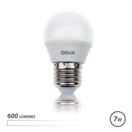 Lâmpada LED Elbat - Potência: 7W - Lúmens: 600 - Tipo de Luz: Luz Branca 4000K - Tampa: E27 - Ângulo: 220º - Dimensões: 45X78mm 