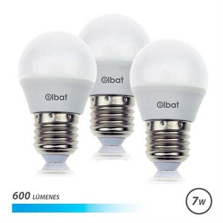 Elbat Pack 3 Lâmpadas - Potência 7W - Lumens 600 - Tipo de Luz 6500K Luz Fria - Soquete E27 - Ângulo 220º - Dimensões 45X78mm - 