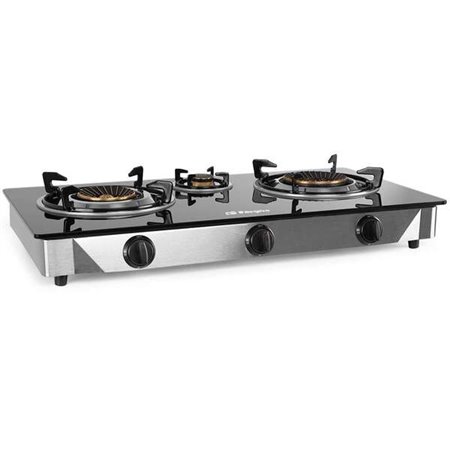 Fogão a Gás Orbegozo FO 3520 Elegance - Ignição Piezoelétrica - 2 Queimadores Triple Crown - Segurança FFD - Aço Inoxidável e Vi