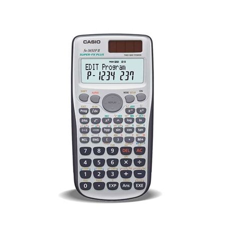 Calculadora de mesa programável Casio FX-3650PII - Display de 2 linhas - 279 funções - 360 etapas de programação - Bateria e ene