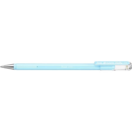 Caneta Esferográfica Pentel Hybrid Milky - Ponta Fina 0,8mm - Traço 0,4mm - Tinta Gel Opaca - Cor Azul Pastel