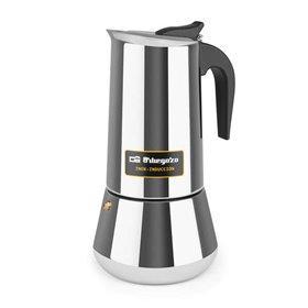 Cafeteira italiana Orbegozo KFI 1260 em aço inoxidável - Capacidade para 12 xícaras - Cabo ergonômico - Compatível com gás - Elé