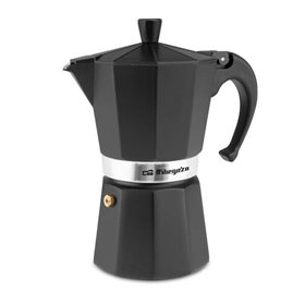 Máquina de café Orbegozo KFN 610 em alumínio preto - Capacidade para seis xícaras - Utilizável em fogões a gás, elétricos e vitr