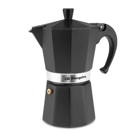 Máquina de café Orbegozo KFN 610 em alumínio preto - Capacidade para seis xícaras - Utilizável em fogões a gás, elétricos e vitr