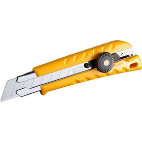 Cortador Olfa L-1 com trava catraca - Cabo de plástico - Canal de aço inoxidável Cortador Olfa L-1 com trava catraca - Cabo de plástico - Canal de aço inoxidável