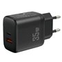 Carregador de smartphone Leotec 35W com portas USB-C PD 3.0 e USB-A - Proteção contra sobrecorrente e curto-circuito - Cor preta