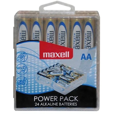 Pacote Maxell de 24 pilhas alcalinas LR06 AA 1,5V