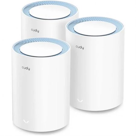 Cudy M1200 Pacote de 3 sistemas AC1200 Dual Band Mesh WiFi - 867Mbps em 5GHz, 300Mbps em 2,4GHz - 1x porta LAN 10/100Mbps, 1x po