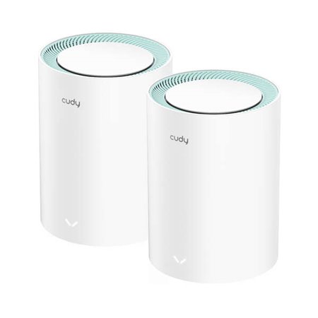 Cudy M1300 Pacote de 2 sistemas AC1200 Dual Band Mesh WiFi - 867Mbps em 5GHz, 300Mbps em 2,4GHz - 1x porta LAN 1000/100/10Mbps, 