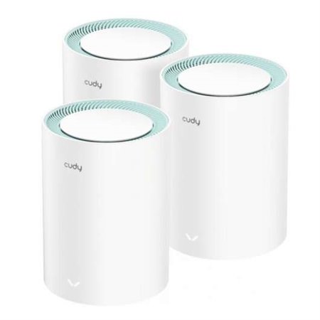 Cudy M1300 Pacote de 3 sistemas AC1200 Dual Band Mesh WiFi - 867Mbps em 5GHz, 300Mbps em 2,4GHz - 1x porta LAN 1000/100/10Mbps, 