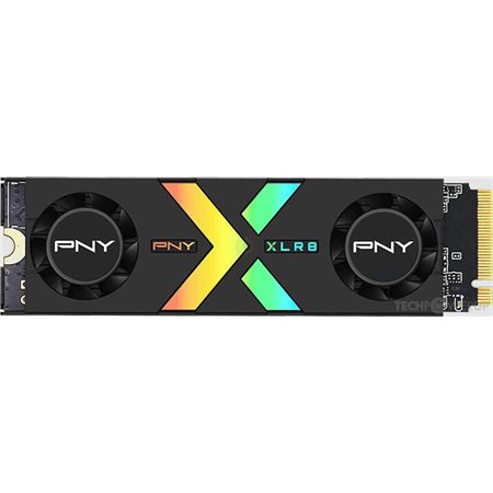 PNY CS3150 SSD M2 1TB NVMe PCIe Gen5 x4 Disco rígido sólido com dissipador de calor - Iluminação RGB - Cor preta