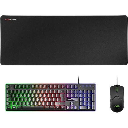 Mars Gaming Premium Pack 3 em 1 teclado híbrido H-MECH, mouse ultra leve 10K e mouse pad XXL - Compatibilidade universal - Tecno