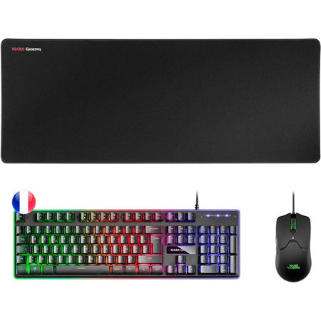 Mars Gaming Pack Premium H-MECH Teclado híbrido - Mouse 10K Ultra Light - Mouse Pad XXL - Compatibilidade universal - Tecnologia