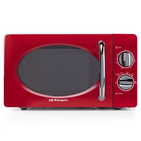 Microondas Orbegozo MI 2020 Vintage Red - 20L - 700W - 6 níveis de potência - Temporizador de 30min - Descongelamento rápido - D