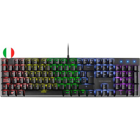 Teclado mecânico Mars Gaming MK422 RGB - Tecnologia anti-poeira - 12 efeitos de iluminação - Teclas de recuperação - Funções mul