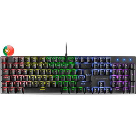 Teclado mecânico Mars Gaming MK422 RGB - Tecnologia antipoeira - Efeitos de iluminação arco-íris - Teclas ultrarresistentes - Fu