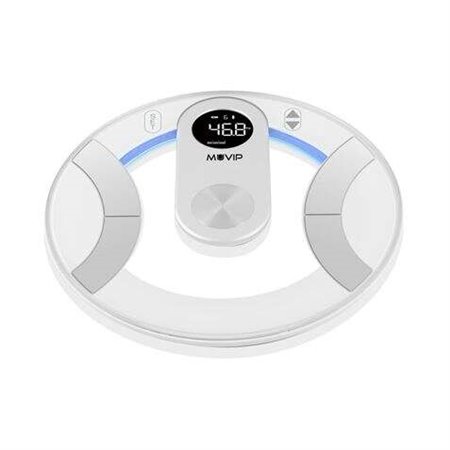 Balança de banheiro digital Muvip Round Design - Tela LCD - Plataforma de vidro - Peso máx. 180kg - Desligamento Automático