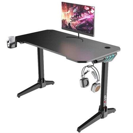 Mesa de jogos em fibra de carbono Muvip PRO700 - Iluminação RGB - Superfície grande 120x60x75cm - Porta-copos - Gancho para fone