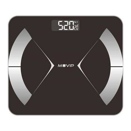 Balança de banheiro digital Muvip Body Muscle Bluetooth - Tela LCD - Plataforma de vidro temperado - 10 memórias - Peso máx. 180