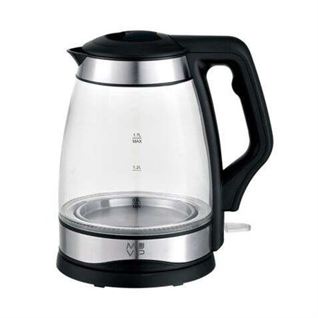 Chaleira Muvip Aço Inoxidável Vidro 1,7 Litro 2200W - Indicador de Nível de Água - Base Giratória 360º - Cor Preta