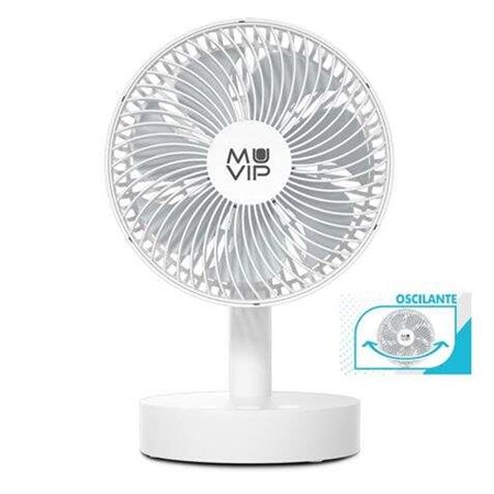 Ventilador Oscilante Portátil de Mesa Muvip 12W 19cm Diâmetro - 4 Velocidades - Oscilação até 70º - Ângulo Ajustável até 90º - A